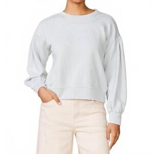 NEW ANTHEM THE LABEL drop shoulder washed french terry pullover sweater in seagr